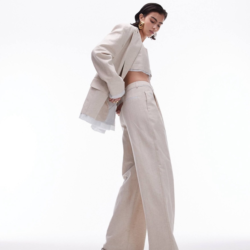 Topshop Linen Cream Blazer and Trousers Set - Picture 4 of 13